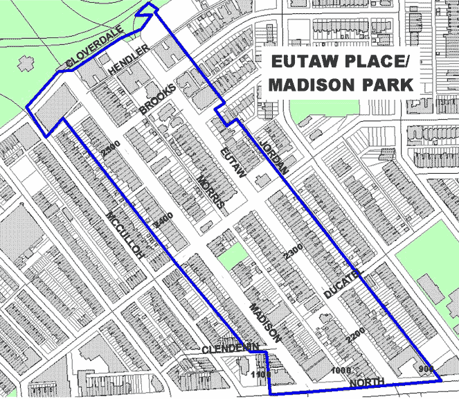 Eutaw Place and Madison Park Map
