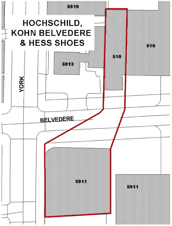 Hochschild, Kohn, Belvedere And Hess Shoes Map