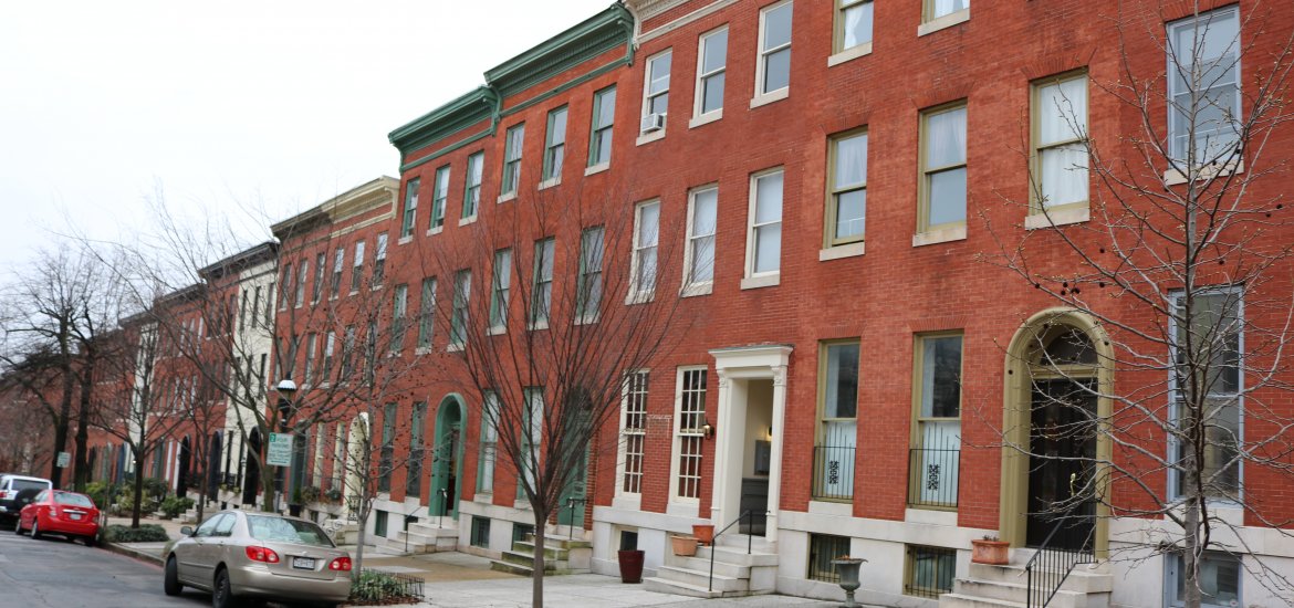 Photo of row houses in Bolton Hill